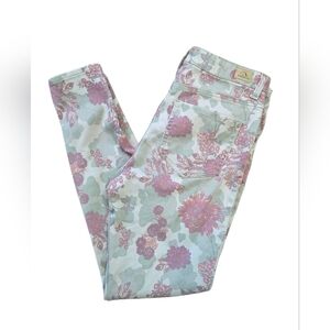 Jordache Floral Skinny Jeans Faded Wash Botanical Size 10 Highwaisted Jeggings